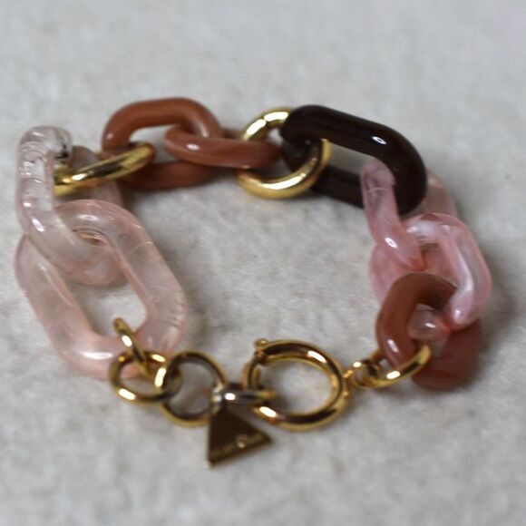 Source Unknown Jewelry - Serefina Anthropologie Tortoise Pink Gold Tone 5" Grunge Boho Statement Bracelet